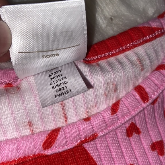 Hanna Andersson Girls Pink with Red Hearts Pajama Long Sleeves Top Sz 12 - Picture 8 of 10